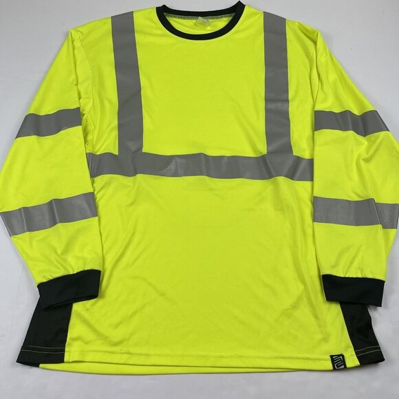 High Visibility Reflective Work T-Shirt Men’s L Hi ANSI Class 3 Short Sleeve - Picture 1 of 9